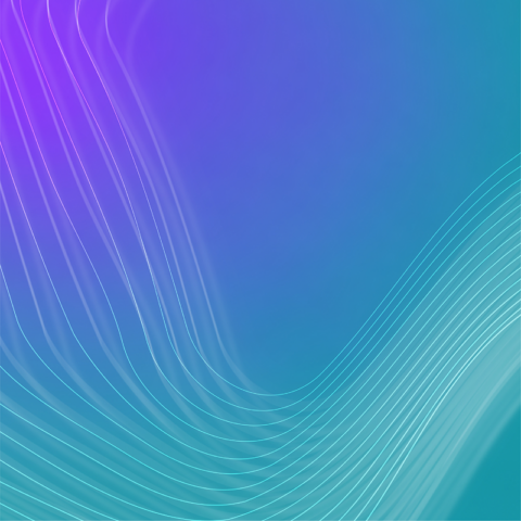 Abstract blue and purple gradient with flowing white lines.